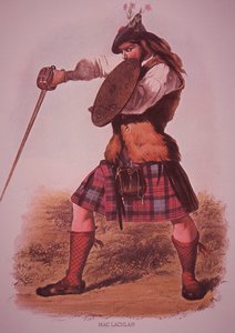 Klaanin soturi MacLachlan, kaiverrus L. Dickinson tekijältä Robert Ronald (after) McIan