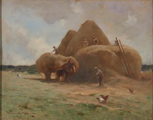 Gathering the Hay (öljy kankaalle)