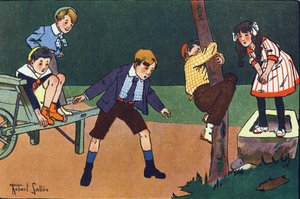 Kissa ahven. Kaiverrus "" Mitä me pelaamme? E. Weberin "" Robert Sallesin (1871-1929) akvarellipiirroksilla. Librairie Garnier Freres, Pariisi tekijältä Robert Salles