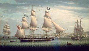 The Ship Favorite Manuvering Off Greenock, 1819. tekijältä Robert Salmon