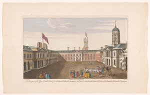 Gezicht op de Upper Castle Yard Dublinin linnassa Upper Castle Courtin mahdollisuus Dublinin neuvoston kamarista (esineessä oleva otsikko)