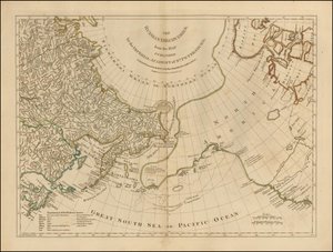 Kartta vuodelta 1775 - Venäjän löytöretket, Pietarin keisarillisen akatemian julkaisemasta kartasta. tekijältä Robert Sayer