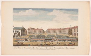 Näkymä Covent Garden Marketille Lontoossa Näkymä Covent Gardeniin Lontooseen (otsikko esineessä) Lontoo (sarjan nimi) tekijältä Robert Sayer