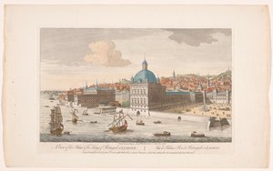 Näkymä Lissabonin kuninkaalliselle palatsille Näkymä Portugalin kuninkaan palatsista Lissabonissa (otsikko esineessä) Madrid ja Lissabon (sarjan nimi) tekijältä Robert Sayer