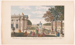 Gezicht op het Schloss Pillnitz Vista de Bilniz a Saxònia, un dels palaus del rei de Polònia (títol a l