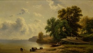Maisema leirintäalueen kanssa, n.d. tekijältä Robert Seldon Duncanson