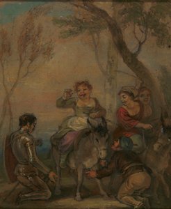 Kuvitus Don Quijotelle (hahmoilla aasilla) tekijältä Robert Smirke