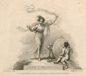 Kutsu balliin Ranelagh Gardensissa, Millbankissa, Lontoossa, 1. kesäkuuta 1803 tekijältä Robert Smirke