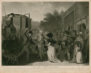 Yritys salamurhata kuningas Yrjö III vuonna 1786 (kaiverrus).