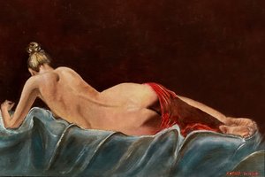 Elegantti makuulla oleva alastonmalli
