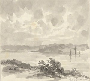 Maisema - Näkymä järvelle ja kukkuloille tekijältä Robert Walter Weir