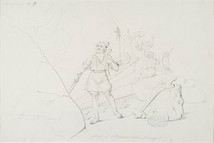 Ilmarinen takoo sampoa ; Originaalipiirustus piirrossarjaan "Kalevala, Suomen kansallisruno, piirroksin esitetty R.W.Ekman"