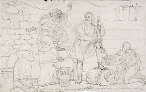Väinämöinen´s Cut Knee, sketch tekijältä Robert Wilhelm Ekman