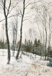 Kaksi hahmoa talvisessa metsässä tekijältä Robert Winchester Fraser