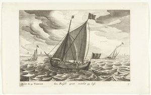 Boeiers Een Boeijer groot about 44 Last / Boïer de 44 Tonneaux (otsikko esineessä) Hollandse scheepstypen, 1627 (sarjan nimi) Eri alukset Don ton se sert dans les Uniesin maakunnat / Icons of Various Dutch Ships, joita käytetään pääasiassa vesillä
