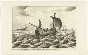 Haringbuizen Haring Buyssen groot noin 40 Last / Buche ou Flibot de 40 Tonneaux (otsikko esineessä) Hollandse scheepstypen, 1627 (sarjan nimi) Eri alukset Don ton se sert dans les Uniesin maakunnat / Eri hollantilaisten laivojen kuvakkeet, joiden käyttö