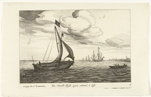 Vrachtkagen Een Vracht-kaghe groot noin 6 Last / Cague de 6 Tonneaux (otsikko esineessä) Hollandse scheepstypen, 1627 (sarjan nimi) Eri alukset Don ton se sert dans les United Provinces / Icons of Various Dutch Ships, joiden käyttö on enimmäkseen