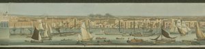 Panoraamanäkymä Thames-joesta sen etelärannalta Bermondseyn kohdalta, jossa näkyy Stepney, 1823 (akvatintti).
