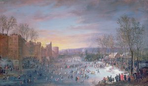 Luistelu Stadtgrabenilla Brysselissä, 1649 (paneeli)
