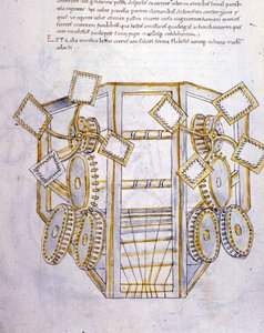 Sotataide: tutkimus sotakoneista, kuvitus insinööri Roberto Valturion (1405-1483?) De re Militarin teoksesta