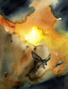 Kotka liitää auringonlaskun aikaan tekijältä RodMacIver