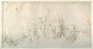 Linna kalliolla (kynä ja ruskea muste paperille) tekijältä Roelandt Jacobsz. Savery