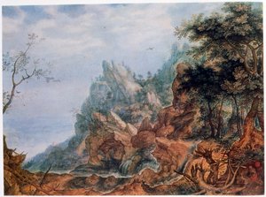 Pyhä Jerome kivisessä maisemassa, c1596-1639