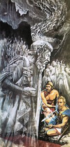 Tiresias varoittaa Odysseusta tulevaisuudesta. tekijältä Roger Payne
