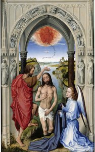 Kristuksen kaste Pyhän Johanneksen alttari, keskimmäinen taulu, n. 1455 tekijältä Rogier van der Weyden