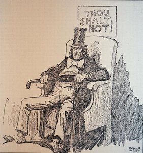 "Et saa", sarjakuva, joka tuomitsee alkoholin käytön Amerikan kieltoaikakaudella (1920-33) (litho) tekijältä Rollin Kirby
