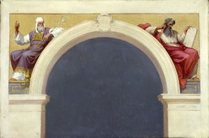 Saint-François-Xavierin kirkon luonnos: Mooses ja Aaron, vuosina 1874-1876 (öljy kankaalle). tekijältä Romain Cazes