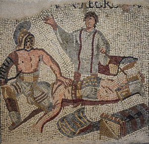Gladiaattoritaistelu tuomarin kanssa tekijältä Roman