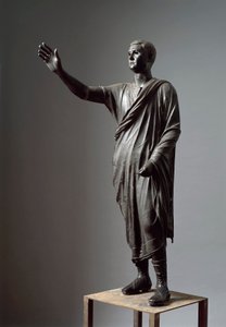 Aule Metele, Arringatore, Puhuja, pronssinen patsas, 80 eaa., Pilasta (Perugia) tekijältä Roman