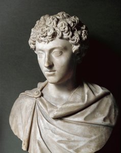 Marcus Aureliuksen rintakuva nuorena pojana, 161-180 (marmoriveistos) tekijältä Roman