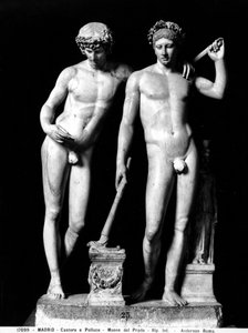 Castor ja Pollux tai Orestes ja Pylades, ryhmä San Ildefonsosta (marmori) (m/v kuva) tekijältä Roman
