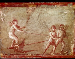 Amorit leikkivät vaunuilla (fresko tekijältä Roman