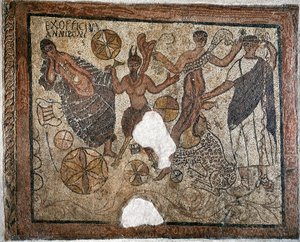 Dionysos ja Ariadne - Mosaiikki, 4. vuosisata tekijältä Roman