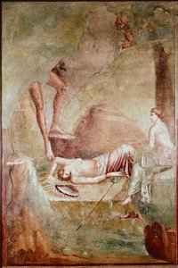 Humalassa nukkuva maenad (fresko tekijältä Roman
