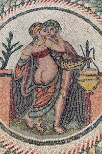 Eros ja Psyche. 3.-4. vuosisata. Casalen roomalainen huvila, Sisilia (mosaiikki). tekijältä Roman