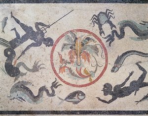 Kalastajat ja merieläimet, 1. vuosisadalla jKr (mosaiikki) tekijältä Roman