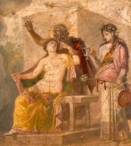 Fresko eroottisella aiheella, joka kuvaa dionysolaista kohtausta, Pompejista (UNESCOn maailmanperintöluettelo) tekijältä Roman