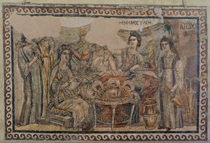 Funerary Symposium, Antiokian hautausmaa, 4. vuosisadan lopulla jKr. (mosaiikki) (katso myös 3929775) tekijältä Roman