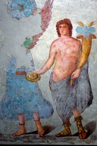Genie pitelee yltäkylläisyyden sarvea. 2. vuosisadan loppu ja 3. vuosisadan alku (fresko) tekijältä Roman