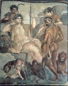Hercules löytää Telephuksen, noin 70 jKr, roomalainen, poistettu Herculaneumin basilikasta (seinämaalaus) tekijältä Roman