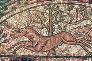 Hinton St. Mary -päällyste (yksityiskohta) n. 350 jKr (mosaiikki) tekijältä Roman