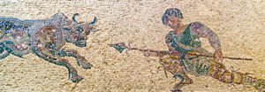 Metsästyskohtaus, Dionysoksen talo, Pafos, Kypros (mosaiikki) tekijältä Roman