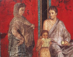Dionysoksen kultin vihkimisriitit, fresko Villa Dei Misteristä tekijältä Roman
