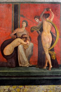 Dionysoksen kultin vihkimysriittejä, fresko Villa Dei Mysteristä. tekijältä Roman