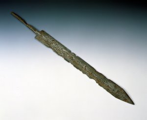Gladiuksen legioonalainen miekka, roomalaispaikalta Newsteadista, Melrosesta, 80-100 jKr (pronssi) tekijältä Roman