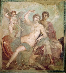 Mars ja Venus Marsin ja Venuksen talosta (Casa de Marte e Venere) Pompejista (seinämaalaus) tekijältä Roman
